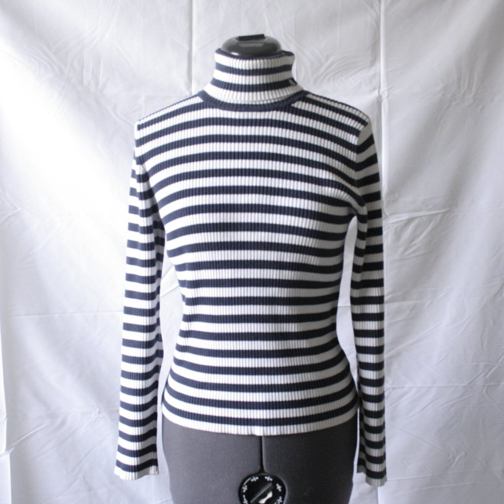 VTG Ralph Lauren Women's striped mod minimalist turtleneck sweater